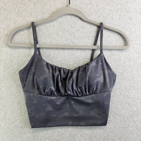 ZYIA Active Sports Bra Womens XS Extra Small Gray Camo Ruched Padded - Picture 1 of 13